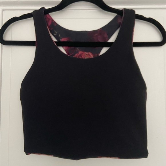 Red/Pink Roses and Black Reversible Racerback Workout Highneck Tank Size Small - Picture 3 of 4